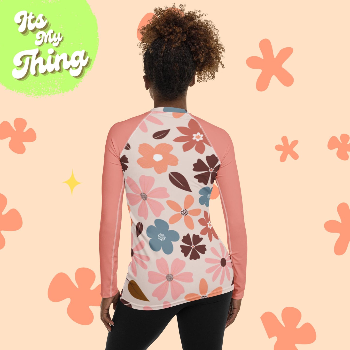 Retro Floral Women's Rash Guard