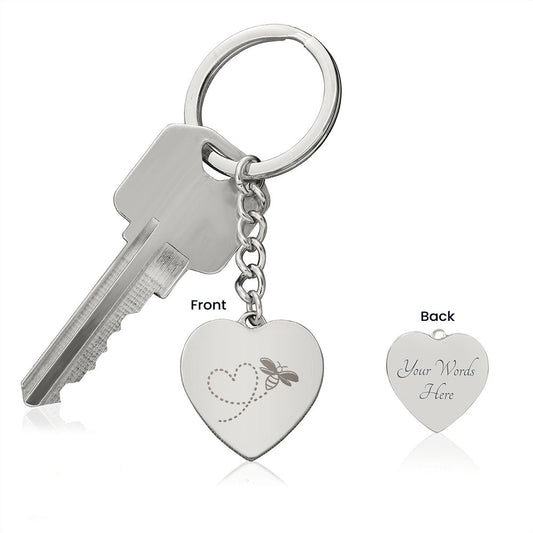 Heart Flight Bee Engraved Keychain (personalization option)