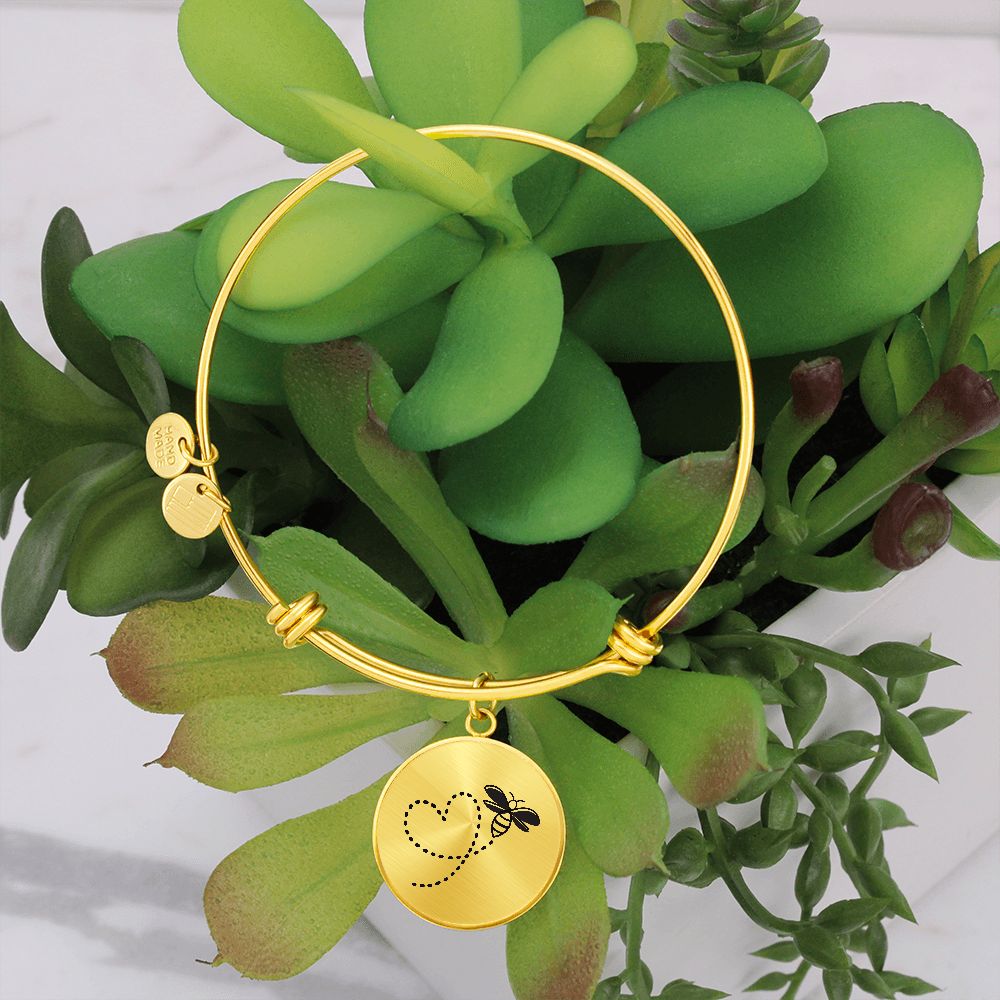 Heart Flight Path Bee Adjustable Bangle Bracelet