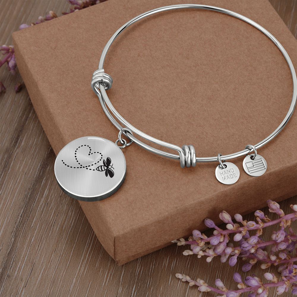 Heart Flight Path Bee Adjustable Bangle Bracelet