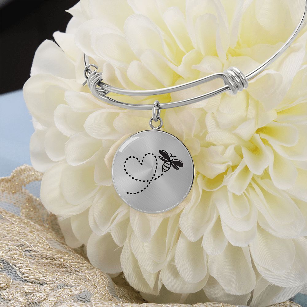 Heart Flight Path Bee Adjustable Bangle Bracelet