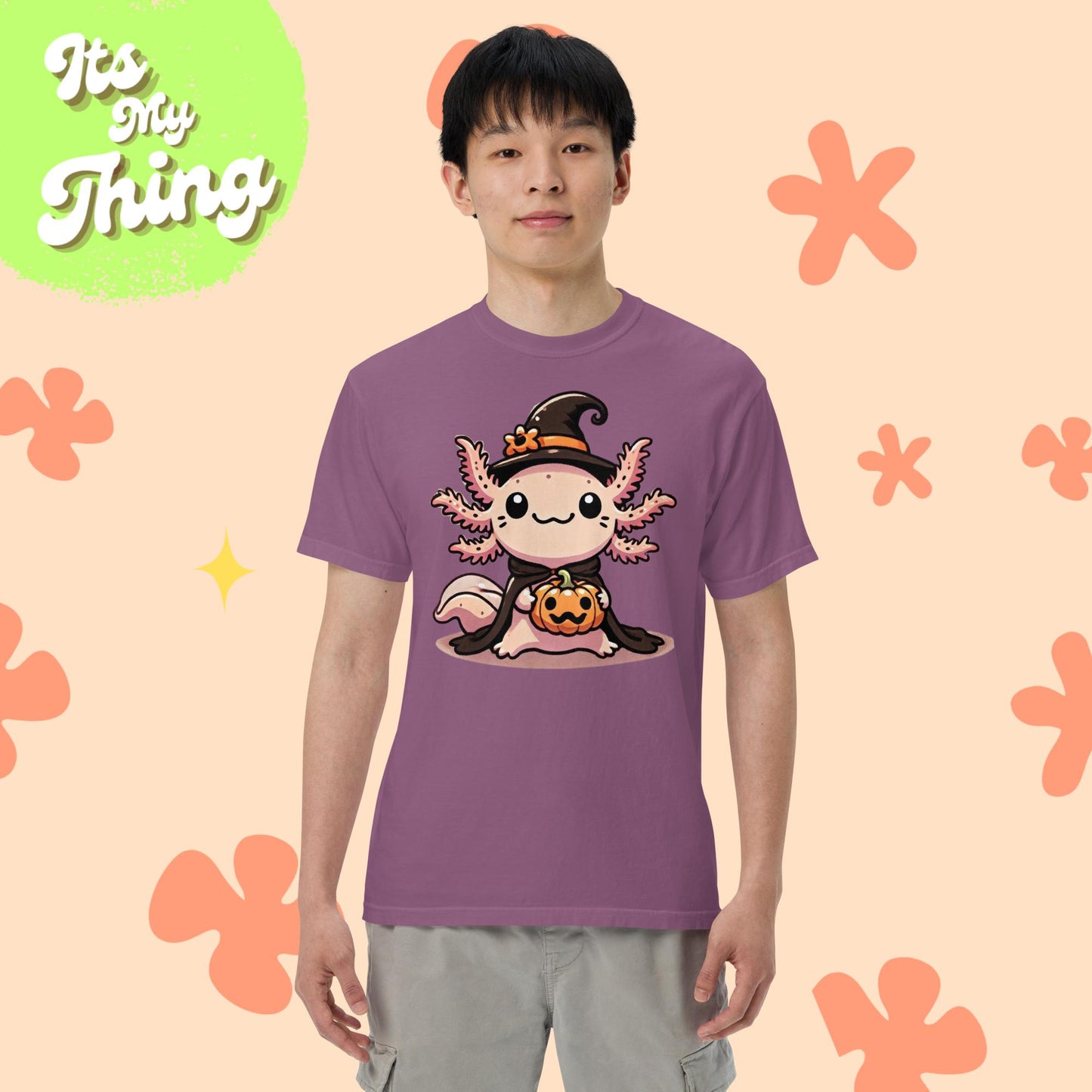 Halloween Axolotl Witch Unisex garment-dyed heavyweight t-shirt