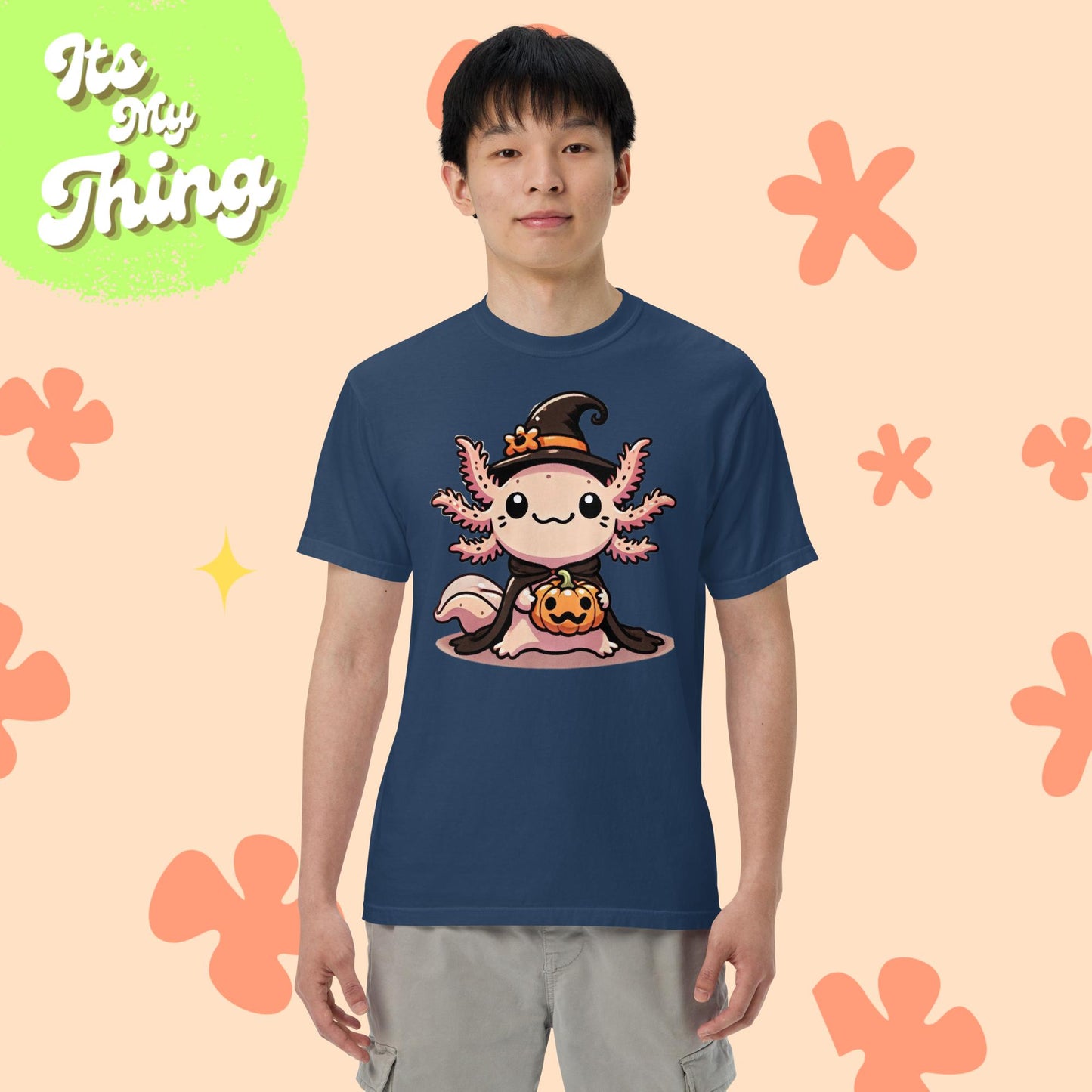 Halloween Axolotl Witch Unisex garment-dyed heavyweight t-shirt